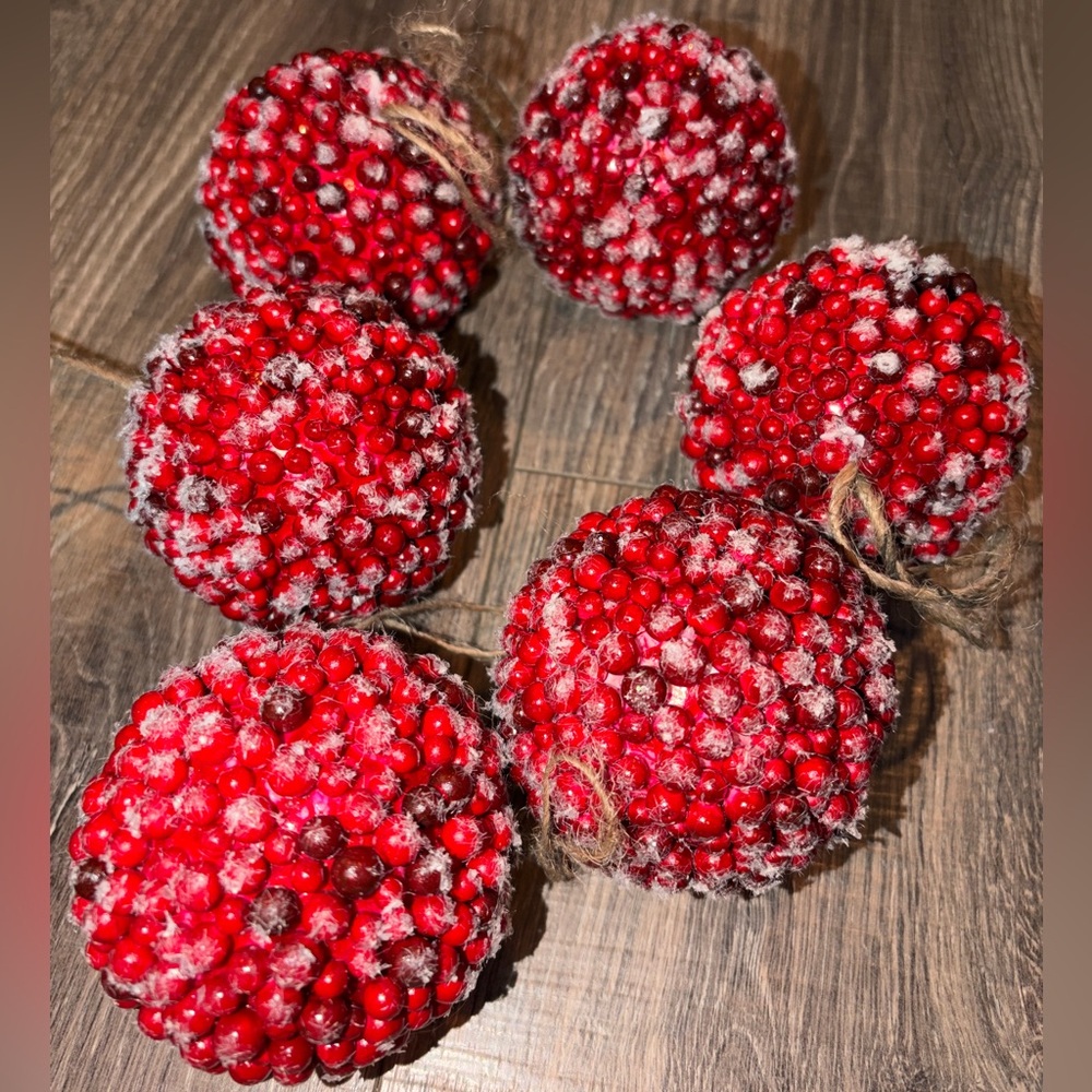 🏷️ 3/$75 Deal 🫱🏻‍🫲🏽 Cranberry Christmas Holiday Ornament Set Vintage